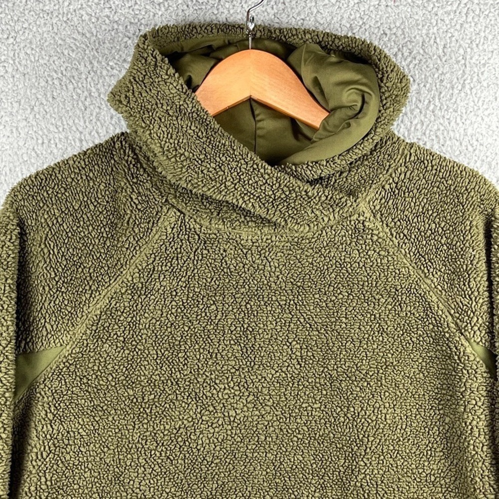 Nike Womens Small Sherpa Thermal Hoodie AR7404 395 Olive Green Standard Fit - Picture 2 of 12